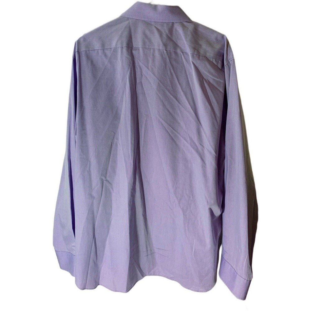Michael Kors Men’s Violet Check Button Up Dress Shirt Size XL 17 34/35 - Picture 2 of 6
